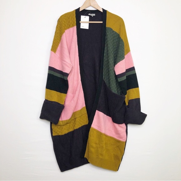 ASOS Color block oversized chunky open closure drop sleeve cardigan - Picture 8 of 10